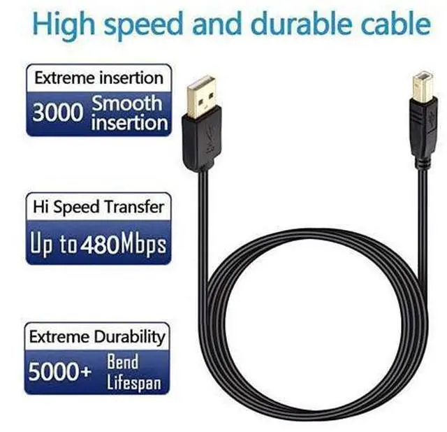 Alt view image 4 of 5 - Printer Cable 15 feet USB Printer Cable Cord Type AMale to BMale Printer USB Cable for PrinterScannerGoldPlated