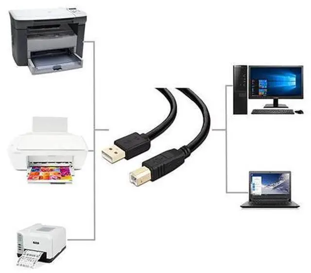 Alt view image 5 of 5 - Printer Cable 15 feet USB Printer Cable Cord Type AMale to BMale Printer USB Cable for PrinterScannerGoldPlated