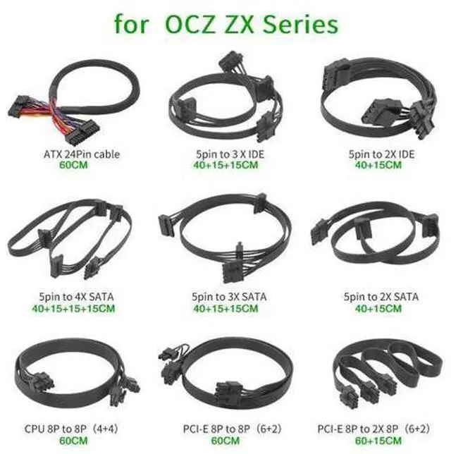 Alt view image 6 of 6 - For OCZ ZX Series 1250W 1000W 850W ZT 750W 650W 550W SATA Peripheral CPU PCI-E 8Pin to 8Pin Power Supply Cable(PCI-E 8Pin to 8Pin)