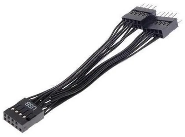 Main image of 10CM USB Motherboard Cable USB Header Extension Cable 9Pin 1 Female to 2 Male Y Splitter Cable 3.94in