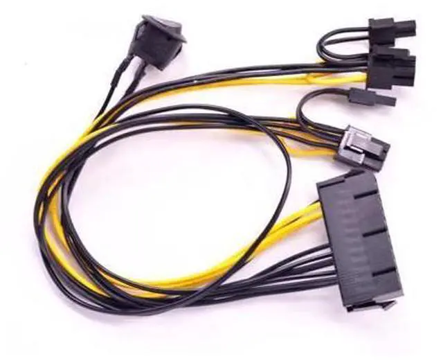 Alt view image 3 of 5 - ATX Power 24Pin to 2 Ports 6+2 Pin 8 Pin with On Off Switch cable PCIe 6Pin 8pin Male to 24 Pin Female Power Supply Cable