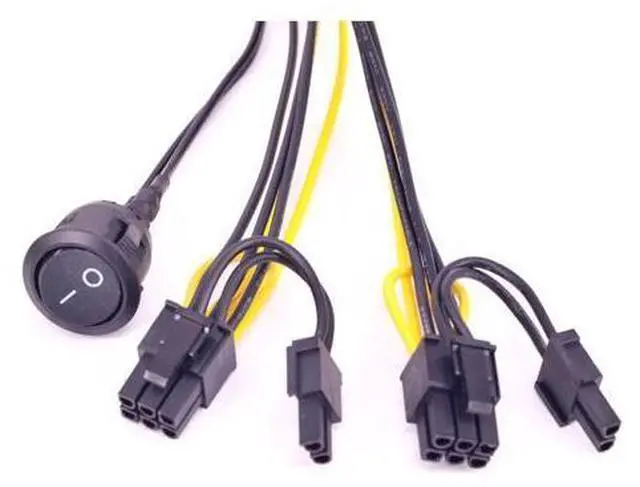 Alt view image 4 of 5 - ATX Power 24Pin to 2 Ports 6+2 Pin 8 Pin with On Off Switch cable PCIe 6Pin 8pin Male to 24 Pin Female Power Supply Cable