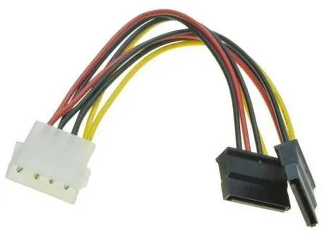 Alt view image 3 of 3 - 4Pin Molex Male 1 to 2 SATA Female Power Supply Extension Cable IDE Power Port to Dual 15 Pin SATA Y Splitter