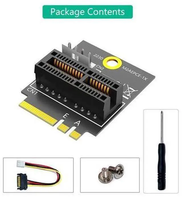 Alt view image 6 of 6 - 2230 M.2 Key A+E to PCIE X1 Adapter Card PCI Express PCI-E 1X Slot to M2 NGFF Key A/A+E/E Converter Riser Card 4Pin Power Supply