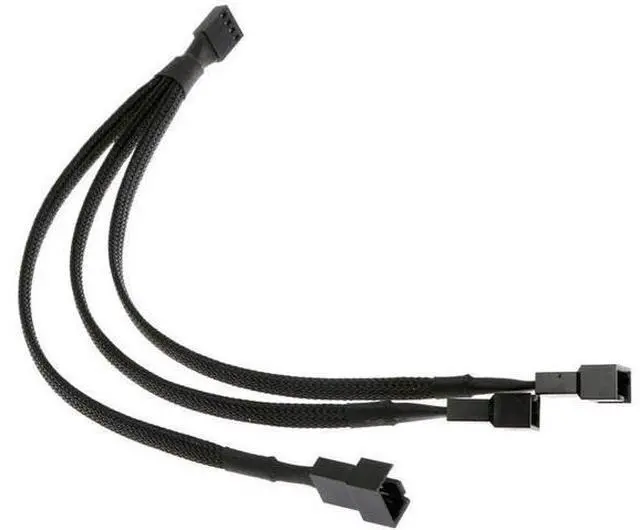 Main image of PWM Fan Splitter Cable 4 Pin Black Sleeved Case Fan Splitter Cable 1 to 3 Converter Braided Y Splitter Computer PC Fan Extension Power Cable 10.5 Inches (1 Pack)