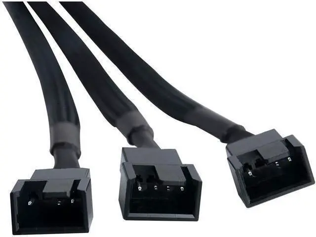 Alt view image 3 of 5 - PWM Fan Splitter Cable 4 Pin Black Sleeved Case Fan Splitter Cable 1 to 3 Converter Braided Y Splitter Computer PC Fan Extension Power Cable 10.5 Inches (1 Pack)