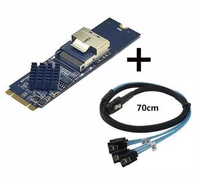 Main image of M.2 NVME to Mini SAS SFF-8087 Expansion Card Support 4 Port SATA3.0 6Gbps HDD SSD SATA Controller SFF8087 to M2 NVME Adapter(Card with Cable)