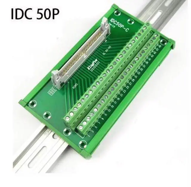 Main image of IDC50P IDC 50 Pin-C Male Connector to 50P Terminal Block Breakout Board Adapter PLC Relay Terminals DIN Rail Mounting