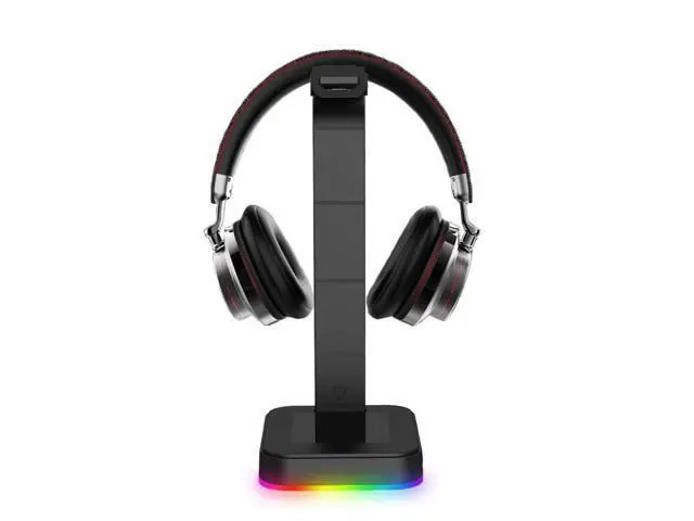 Alt view image 2 of 2 - RGB Headphones Stand with 3.5mm AUX and 2 USB Ports, Headphone Holder for Gamers Gaming PC Accessories Desk