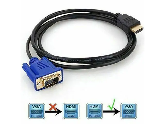 Alt view image 3 of 7 - HDMI Gold Male to VGA 15 Pin 6FT Video Adapter Cable For HDTV DVD BOX Computers