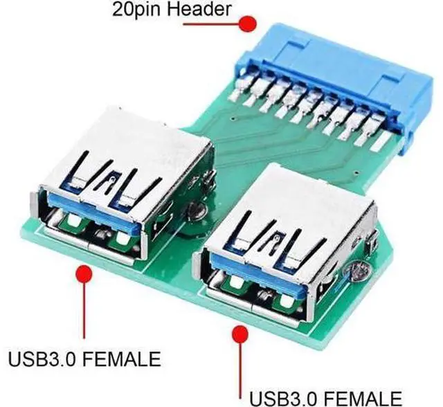 Alt view image 6 of 7 - USB 3.0 Type A Male to 20 Pin Female Motherboard Header Hub & 20 Pin Male to Dual USB3.0 Female Adapter