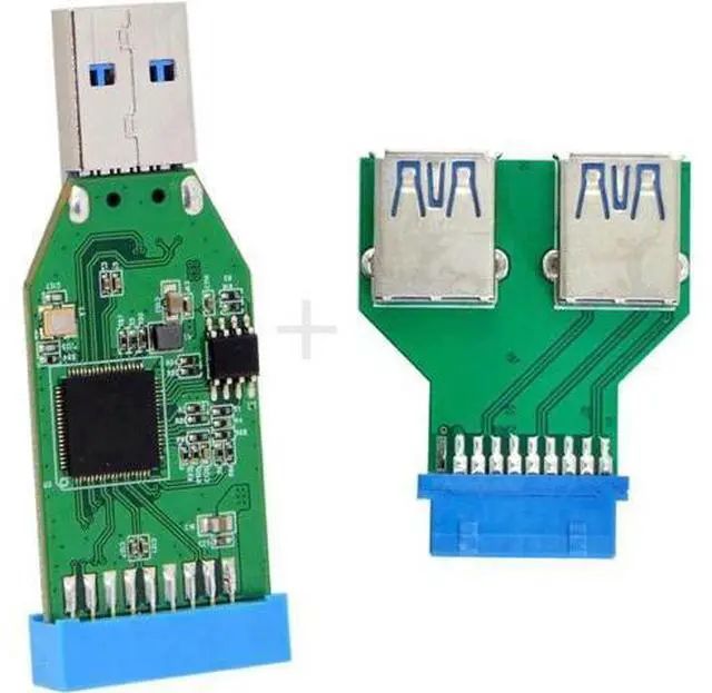 Alt view image 7 of 7 - USB 3.0 Type A Male to 20 Pin Female Motherboard Header Hub & 20 Pin Male to Dual USB3.0 Female Adapter