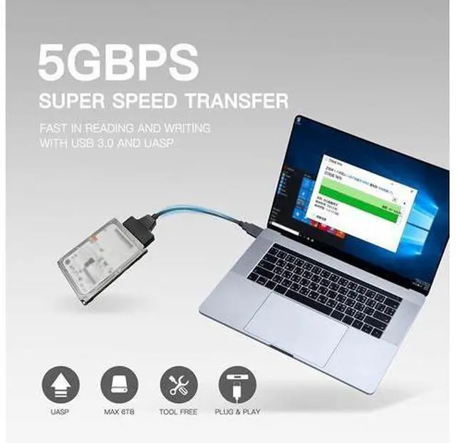 Alt view image 5 of 6 - SATA to USB A Cable, USB 3.0 SATA I/II/III Hard Drive Adapter Cable for 2.5 inch SSD & HDD Optimized for SSD/HDD Data Transfer, Support UASP Black