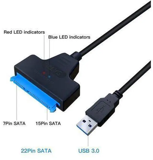 Alt view image 4 of 6 - SATA to USB A Cable, USB 3.0 SATA I/II/III Hard Drive Adapter Cable for 2.5 inch SSD & HDD Optimized for SSD/HDD Data Transfer, Support UASP Black