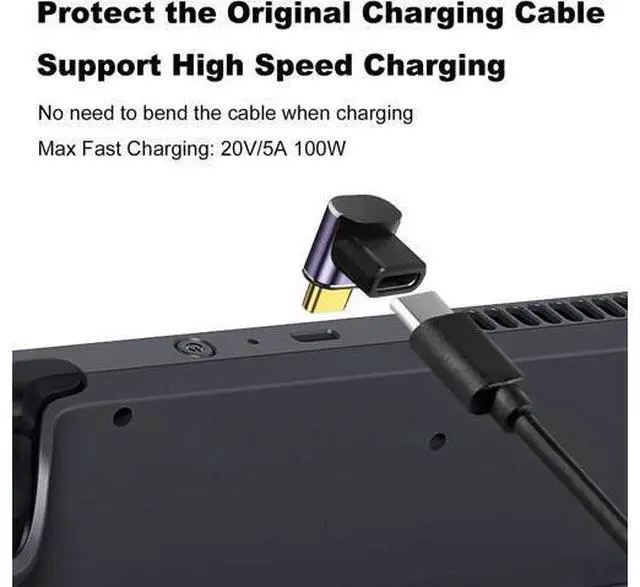 Alt view image 2 of 5 - 90 Degree USB-C Male to USB-C Female Adapter (2 Pack) Type-C Up and Down Right Angle 40Gbps PD 100W Fast Charging Connector for Steam Deck Switch Laptop MacBook Pro/Air Tablet and Phone