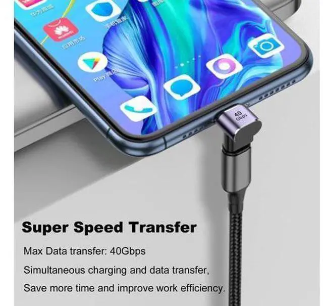 Alt view image 3 of 5 - 90 Degree USB-C Male to USB-C Female Adapter (2 Pack) Type-C Up and Down Right Angle 40Gbps PD 100W Fast Charging Connector for Steam Deck Switch Laptop MacBook Pro/Air Tablet and Phone