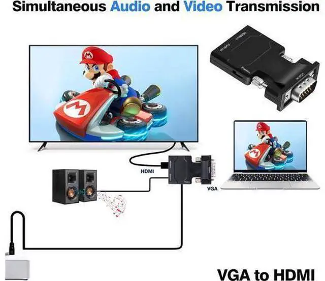 Alt view image 4 of 7 - VGA to HDMI Adapter VGA to HDMI Video Converter Adapter VGA Male to Female HDMI with Audio for TV Computer Projector(Including Power and Audio Cable)
