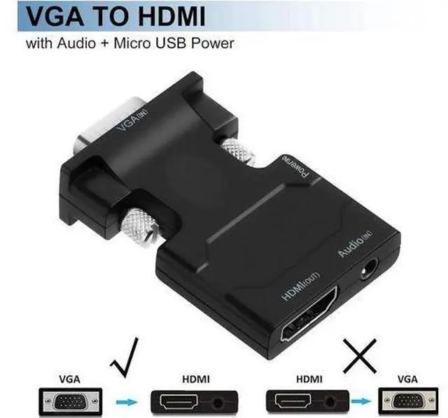 Alt view image 6 of 7 - VGA to HDMI Adapter VGA to HDMI Video Converter Adapter VGA Male to Female HDMI with Audio for TV Computer Projector(Including Power and Audio Cable)