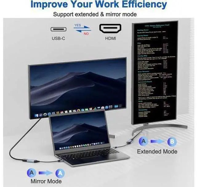 Alt view image 2 of 7 - USB C to HDMI Adapter 4K@60Hz USB-C to HDMI Cable Thunderbolt to HDMI USBC to HDMI Converter Type C to HDMI Adapter Compatible with iPhone 15 MacBook Galaxy Chromebook etc. (2 Pack)