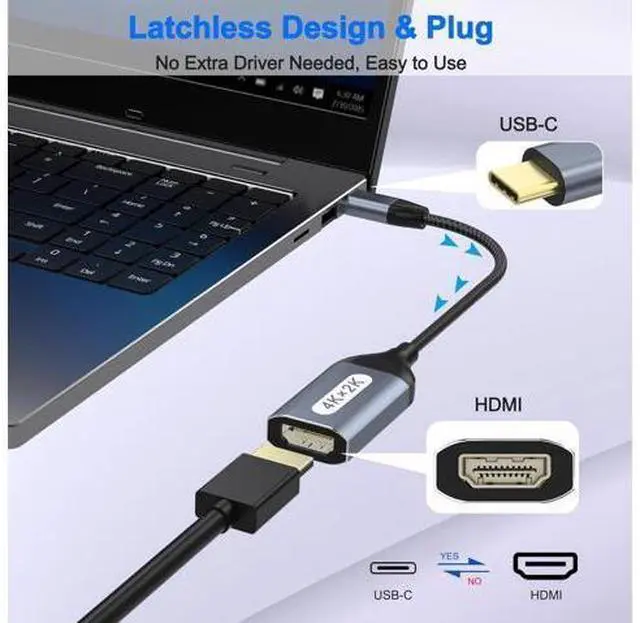 Alt view image 4 of 7 - USB C to HDMI Adapter 4K@60Hz USB-C to HDMI Cable Thunderbolt to HDMI USBC to HDMI Converter Type C to HDMI Adapter Compatible with iPhone 15 MacBook Galaxy Chromebook etc. (2 Pack)