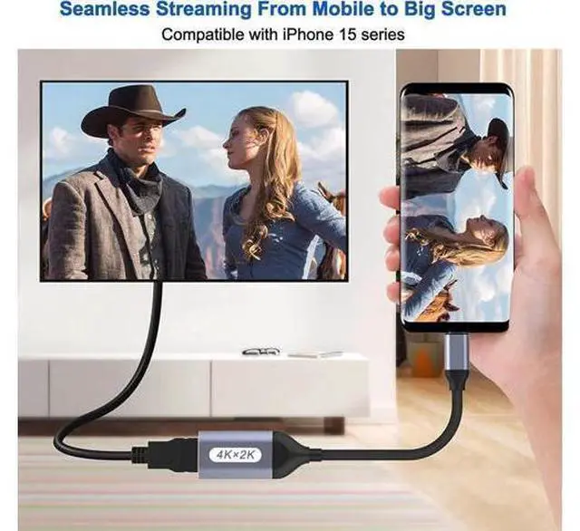 Alt view image 5 of 7 - USB C to HDMI Adapter 4K@60Hz USB-C to HDMI Cable Thunderbolt to HDMI USBC to HDMI Converter Type C to HDMI Adapter Compatible with iPhone 15 MacBook Galaxy Chromebook etc. (2 Pack)