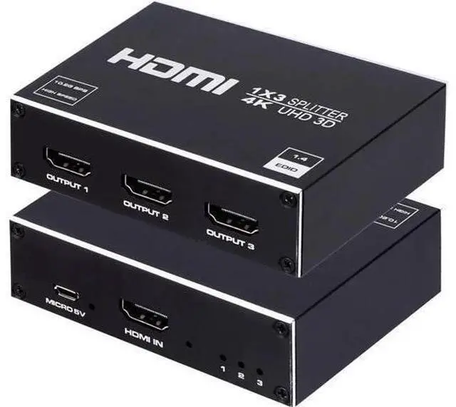 Main image of HDMI Splitter 1 in 3 Out -4K Hdmi Splitter 1x3 Ports v1.4 Powered 4K/2K Full Ultra HD 1080p US Adapter 3D Support