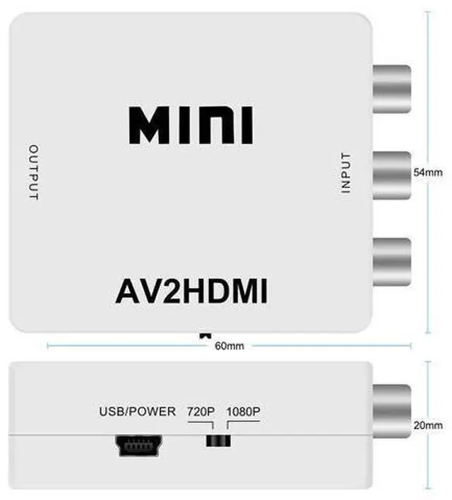 Alt view image 3 of 7 - RCA to HDMI,AV to HDMI converter,1080P mini RCA composite CVBS video to audio converter adapter,support PAL/NTSC,for TV/PC/PS3/STB/Xbox VHS/VCR/Blu-ray DVD player