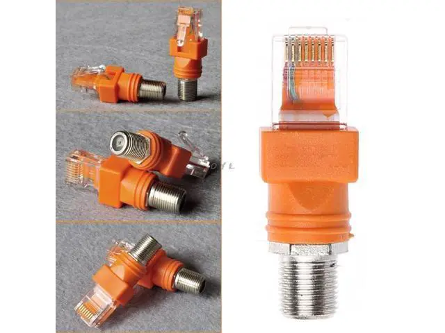 Alt view image 5 of 6 - F Female To RJ45 Male Coaxial Barrel Coupler Adapter RJ45 To RF Connector Converter