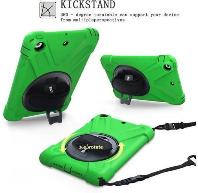 Alt view image 3 of 7 - iPad Mini 1 Case iPad Mini 2 Case iPad Mini 3 Case, Rotating Kickstand/Hand Grip/Adjustable Shoulder Strap Heavy Duty Rugged Kids Cover Case for iPad Mini 1st/2nd/3rd Gen-Green