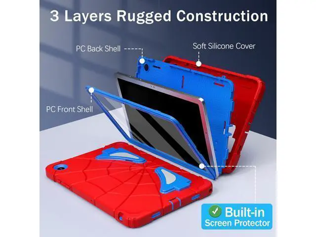 Alt view image 2 of 7 - Galaxy Tab A9 Plus Case Galaxy Tab A9 Plus 11 Case Kids 2023 Tablet Cases with Screen Protector Stand Thickned Cornor Impact Protection Tab A9+ Case 11 Inch, Blue Red