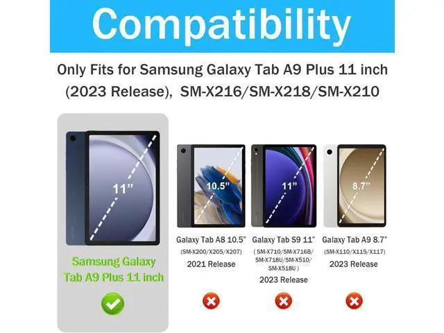 Alt view image 6 of 7 - Galaxy Tab A9 Plus Case Galaxy Tab A9 Plus 11 Case Kids 2023 Tablet Cases with Screen Protector Stand Thickned Cornor Impact Protection Tab A9+ Case 11 Inch, Blue Red