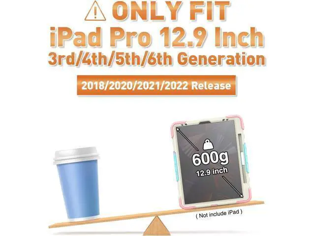 Alt view image 2 of 7 - iPad Pro 12.9 Case (iPad Pro 12.9 Inch 3rd/ 4th/ 5th/ 6th Generation Case): with Strong Protection, Screen Protector, Hand Strap, Shoulder Strap, Rotating Stand, Pencil Holder - Pink Camo