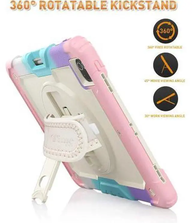 Alt view image 6 of 7 - iPad Pro 12.9 Case (iPad Pro 12.9 Inch 3rd/ 4th/ 5th/ 6th Generation Case): with Strong Protection, Screen Protector, Hand Strap, Shoulder Strap, Rotating Stand, Pencil Holder - Pink Camo