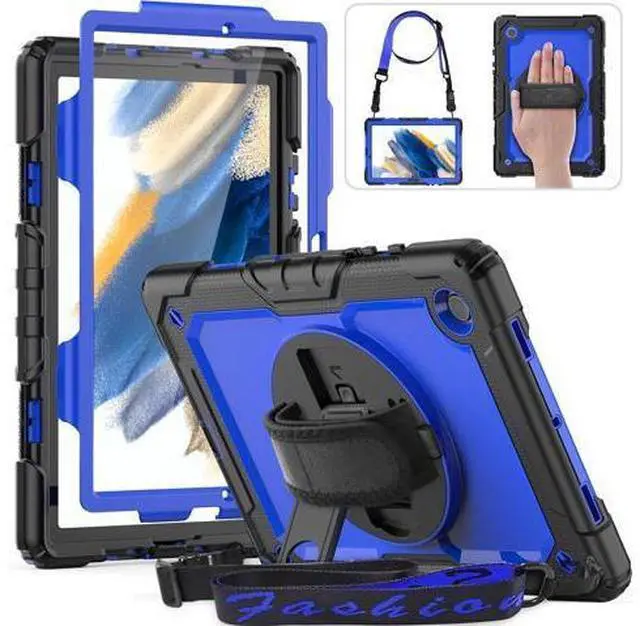 Main image of for Galaxy Tab A8 Case 10.5 Full Body Protective with Rotating Hand Strap/Screen Protector/Built-in Stand, Sturdy Shockproof A8 Tablet Case 2022 SM-X200/X205/X207, Blue