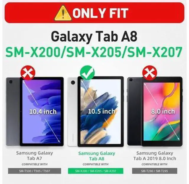 Alt view image 7 of 7 - for Galaxy Tab A8 Case 10.5 Full Body Protective with Rotating Hand Strap/Screen Protector/Built-in Stand, Sturdy Shockproof A8 Tablet Case 2022 SM-X200/X205/X207, Blue
