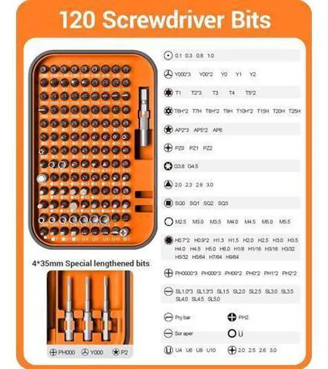 Alt view image 2 of 7 - Small Screwdriver Set with 120 Bits, Kingsdun 130 in 1 Precision Magnetic Screwdriver Bit Set with Tweezer, Flat, Phillips, Pentalobe, Torx Star Screwdriver for Computer, Xbox, Phone, PC Laptop