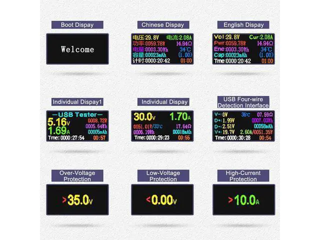 Alt view image 6 of 7 - USB Power Meter Testers, Electop Upgrade Multi Functional 2 in 1 Type C USB Tester, LCD Digital Multimeter, Voltage,Current, Power Capacity, Temperature, Working Time Detector (Pack with OTG Adapter)