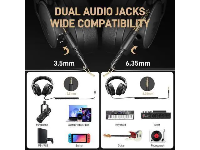 Alt view image 5 of 7 - MAONO Professional Studio Monitor Headphones - Over Ear Closed Back Headphones Wired with Detachable Cable for Podcast, Recording, DJ, Music, MH700 Black