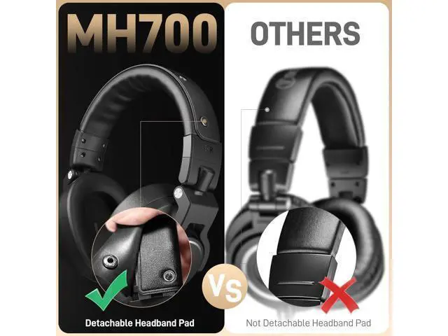 Alt view image 6 of 7 - MAONO Professional Studio Monitor Headphones - Over Ear Closed Back Headphones Wired with Detachable Cable for Podcast, Recording, DJ, Music, MH700 Black
