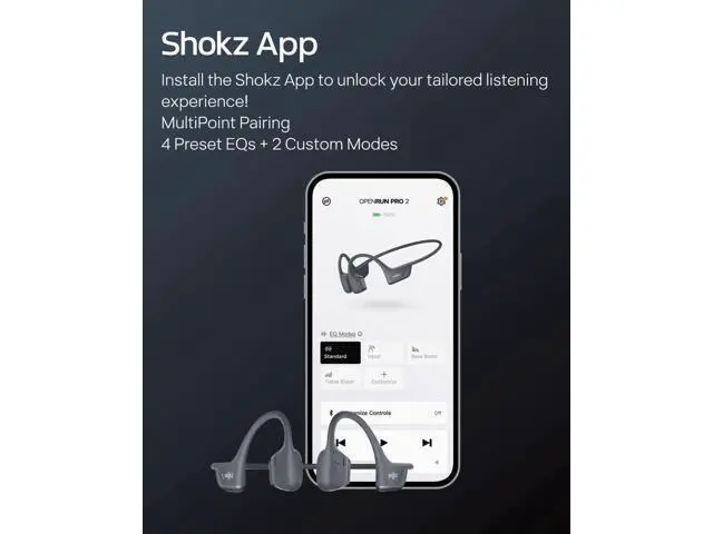Alt view image 6 of 7 - SHOKZ OpenRun Pro 2 - Open-Ear, Bone Conduction Sport Headphones - Sweat Resistant, Workout Headphones with 30ft Bluetooth - Secure, Wireless, Comfortable Fit - Deep Bass and Smart Mic App - Black
