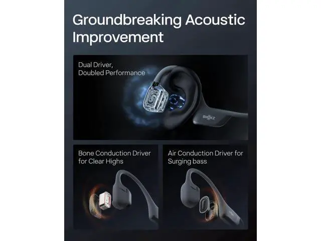 Alt view image 5 of 7 - SHOKZ OpenRun Pro 2 - Open-Ear, Bone Conduction Sport Headphones - Sweat Resistant, Workout Headphones with 30ft Bluetooth - Secure, Wireless, Comfortable Fit - Deep Bass and Smart Mic App - Black