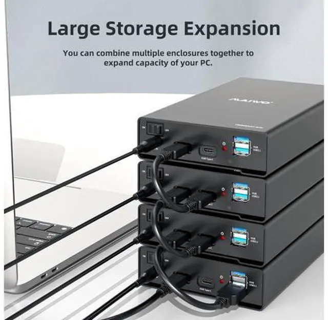Alt view image 5 of 7 - M 2.5 3.5 inch SATA Hard Drive Enclosure, USB Type-C to External SATA SSD HDD Adapter, Max 10Gbps, 18TB Capacity, Tool-Free, Support UASP/HUB Extension/Auto Sleep
