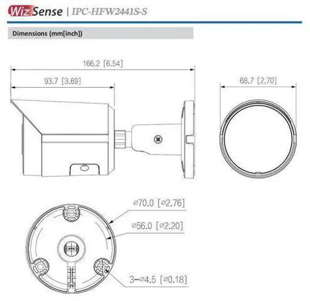 Alt view image 5 of 7 - IPC-HFW2441S-S replace IPC-HFW2431S-S-S2 4MP IR Fixed-focal Bullet WizSense Network IPC Black 3.6mm lens