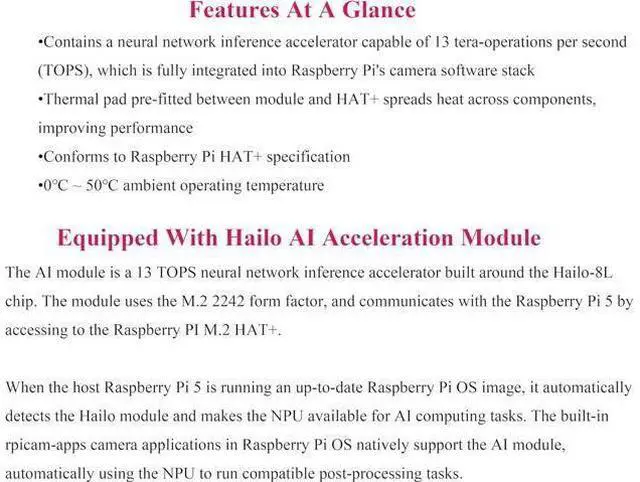 Alt view image 3 of 7 - Official RPi AI Kit Comes with Pi M.2 HAT+ with Hailo AI Acceleration Module Compatible with Raspberry Pi 5