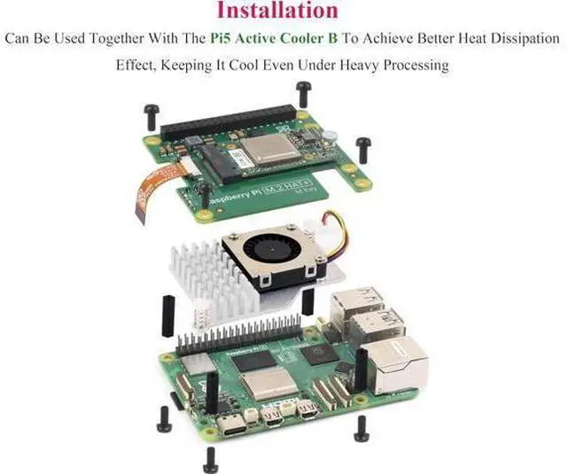 Alt view image 6 of 7 - Official RPi AI Kit Comes with Pi M.2 HAT+ with Hailo AI Acceleration Module Compatible with Raspberry Pi 5