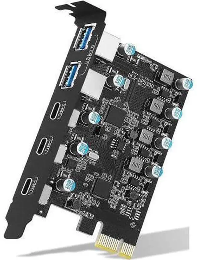 Main image of 5 Ports (3X USB C - 2X USB A) USB PCI Express Card PCIe, 5Gbps High Speed USB3.0 PCI-EX1 X4 X8 X16 Adapter Converter for Desktop PC, for XP, WIN7, WIN8, WIN8.1, WIN10