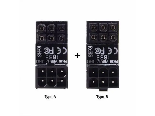 Alt view image 2 of 7 - ATX 6Pin Female to 6pin Male 180 Degree Angled Power Adapter for Desktops Graphics Card