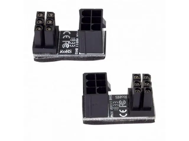 Alt view image 4 of 7 - ATX 6Pin Female to 6pin Male 180 Degree Angled Power Adapter for Desktops Graphics Card