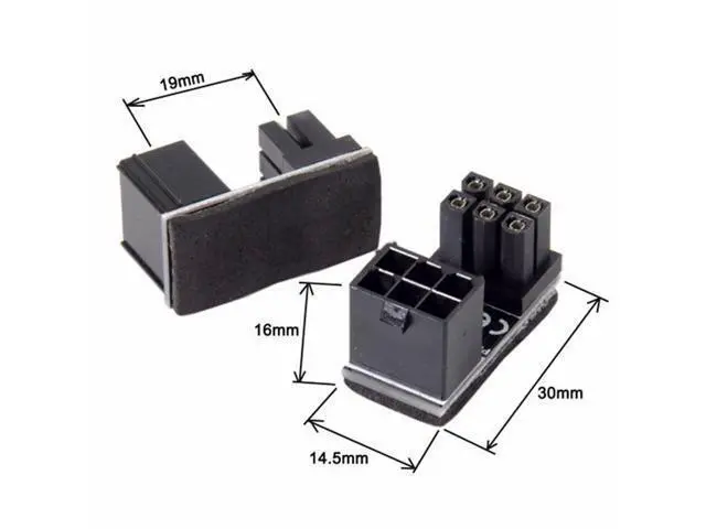 Alt view image 3 of 7 - ATX 6Pin Female to 6pin Male 180 Degree Angled Power Adapter for Desktops Graphics Card