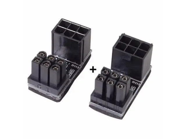 Alt view image 5 of 7 - ATX 6Pin Female to 6pin Male 180 Degree Angled Power Adapter for Desktops Graphics Card